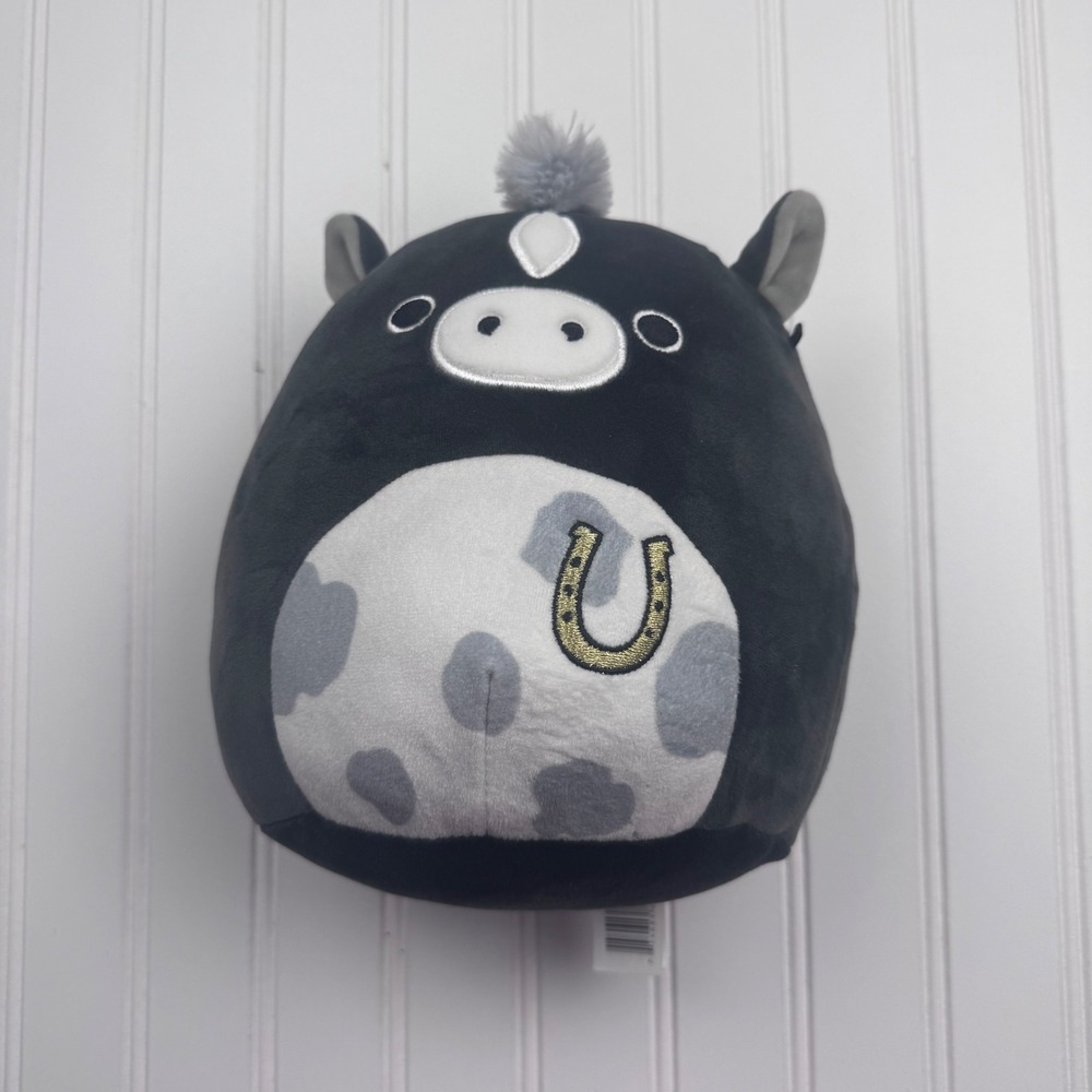 Kentucky Derby Louie the Horse Squishmallow Black Gray Horseshoe Limited Edition